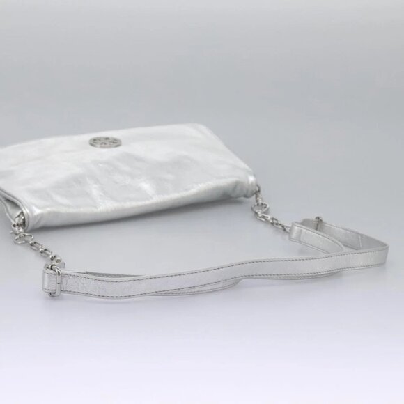 TORY BURCH Shoulder Bag Leather Silver Auth am7733 - Picture 8 of 15
